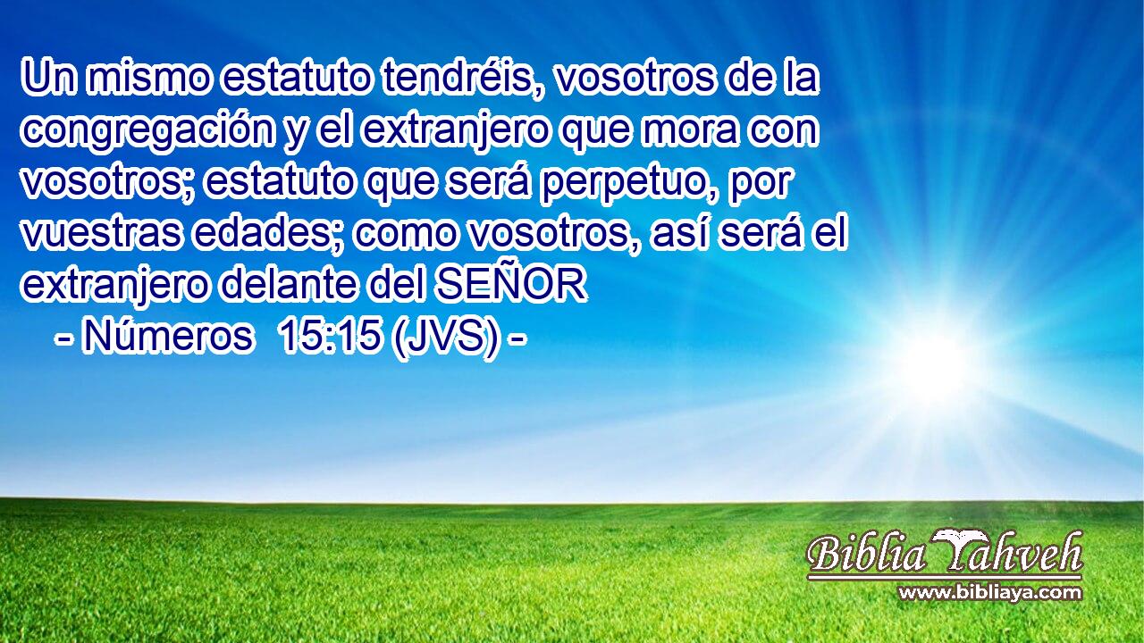 Un mismo estatuto tendréis, vosotros de la congregación y el extranjero que mora con vosotros; estatuto que será perpetuo, por vuestras edades; como vosotros, así será el extranjero delante del SEÑOR