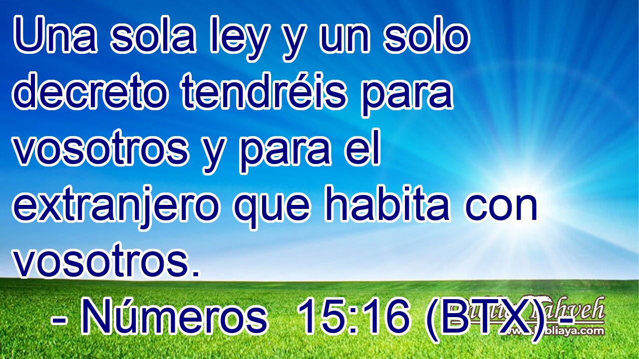 Una sola ley y un solo decreto tendréis para vosotros y para el extranjero que habita con vosotros.