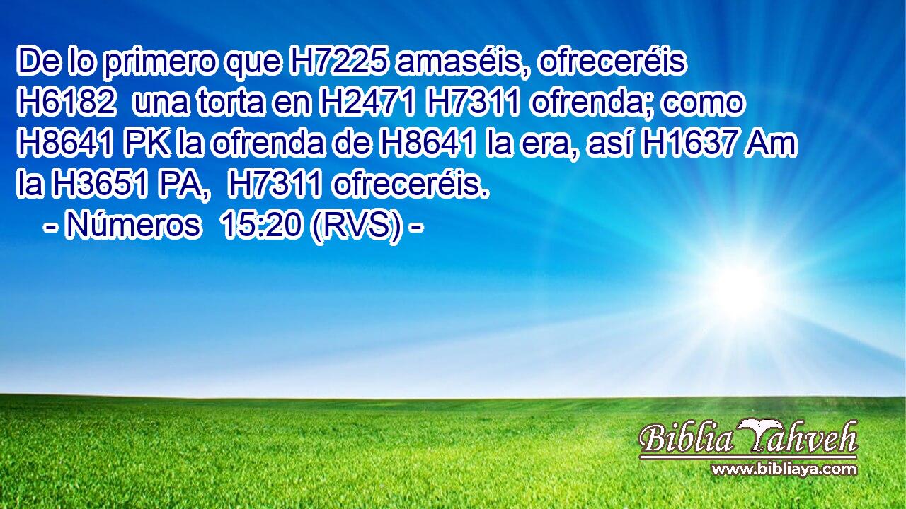 De lo primero que H7225 amaséis, ofreceréis H6182  una torta en H2471 H7311 ofrenda; como H8641 PK la ofrenda de H8641 la era, así H1637 Am la H3651 PA,  H7311 ofreceréis. 