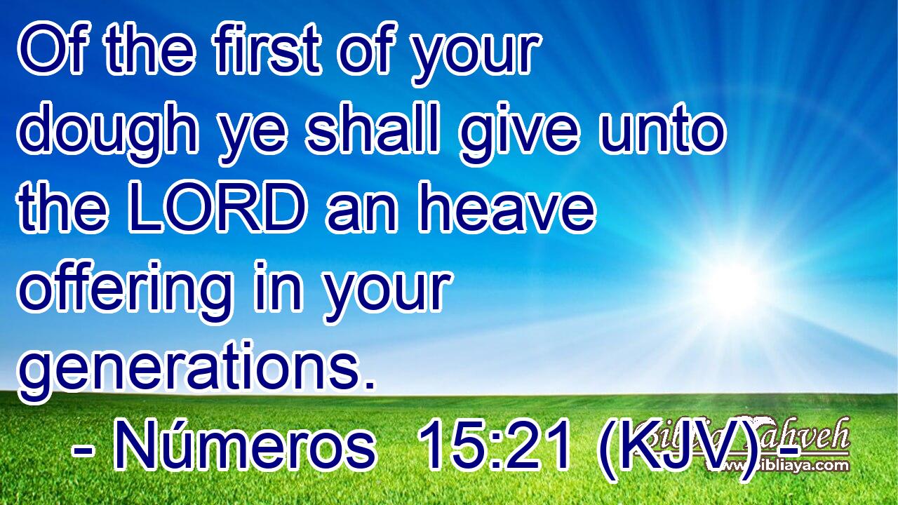 Of the first of your dough ye shall give unto the LORD an heave offering in your generations.