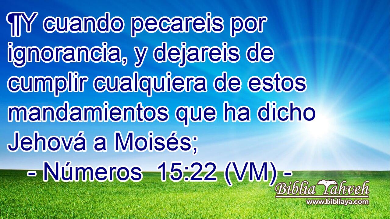  ¶Y cuando pecareis por ignorancia, y dejareis de cumplir cualquiera de estos mandamientos que ha dicho Jehová a Moisés; 