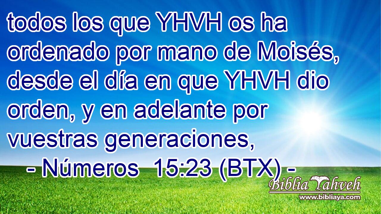todos los que YHVH os ha ordenado por mano de Moisés, desde el día en que YHVH dio orden, y en adelante por vuestras generaciones,