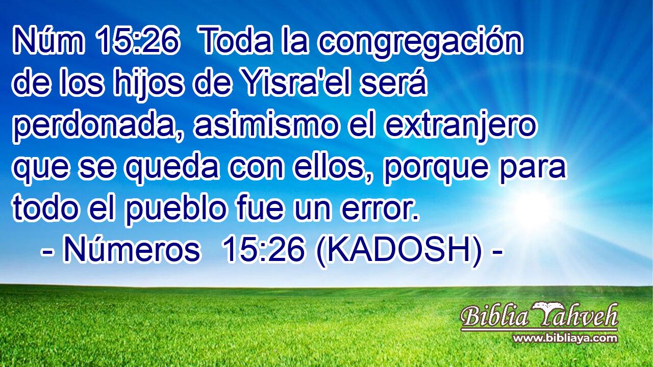  Toda la congregación de los hijos de Yisra'el será perdonada, asimismo el extranjero que se queda con ellos, porque para todo el pueblo fue un error. 