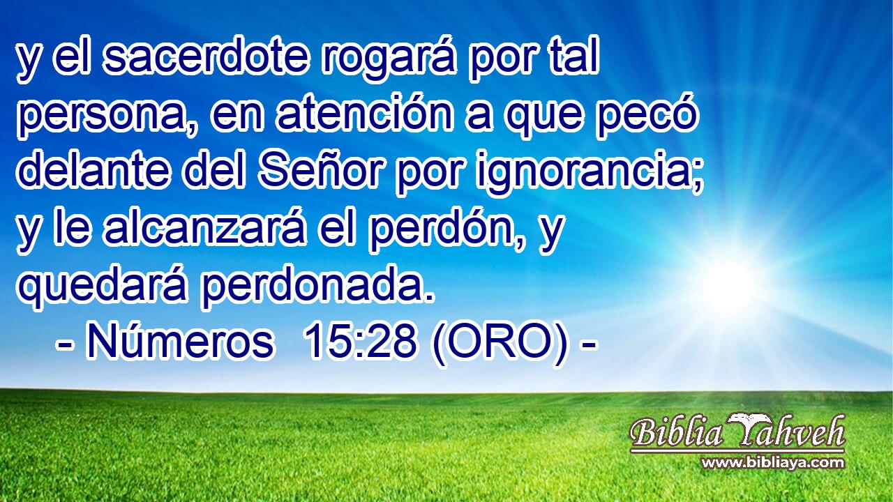  y el sacerdote rogará por tal persona, en atención a que pecó delante del Señor por ignorancia; y le alcanzará el perdón, y quedará perdonada. 
