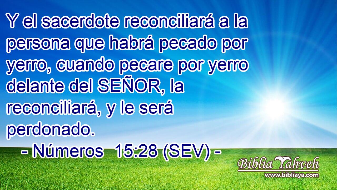 Y el sacerdote reconciliará a la persona que habrá pecado por yerro, cuando pecare por yerro delante del SEÑOR, la reconciliará, y le será perdonado.