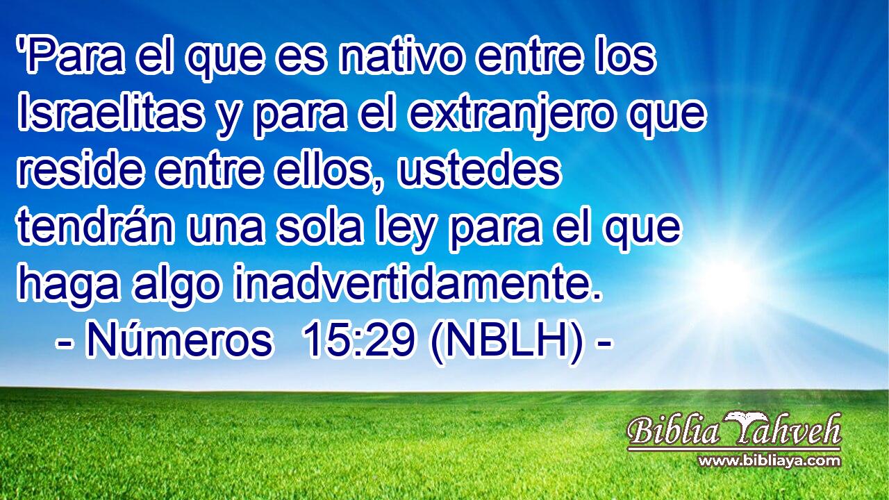  'Para el que es nativo entre los Israelitas y para el extranjero que reside entre ellos, ustedes tendrán una sola ley para el que haga algo inadvertidamente. 