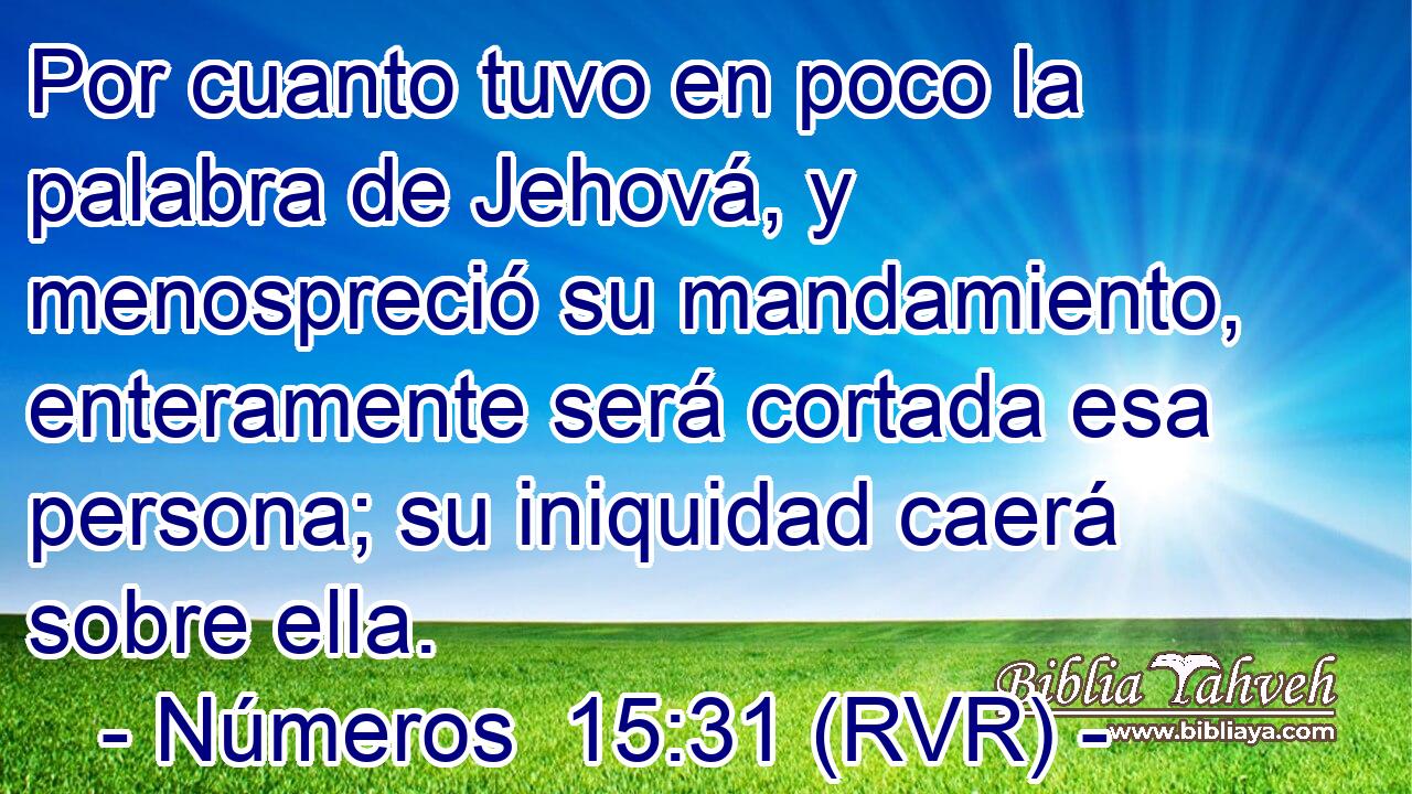 Por cuanto tuvo en poco la palabra de Jehová, y menospreció su mandamiento, enteramente será cortada esa persona; su iniquidad caerá sobre ella.