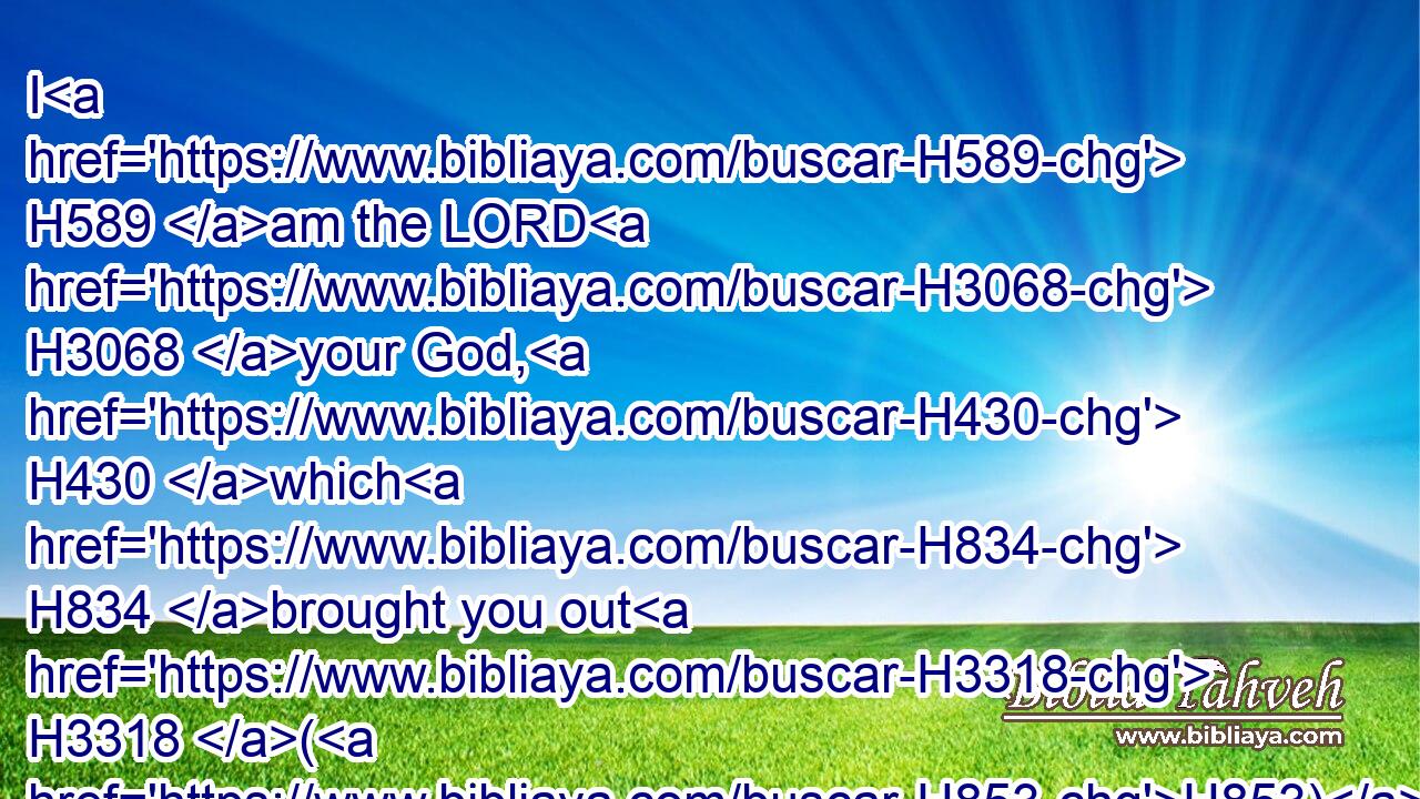 I H589 am the LORD H3068 your God, H430 which H834 brought you out H3318 (H853) of the land H4480  H776 of Egypt, H4714 to be H1961 your God: H430 I H589 am the LORD H3068 your God.H430