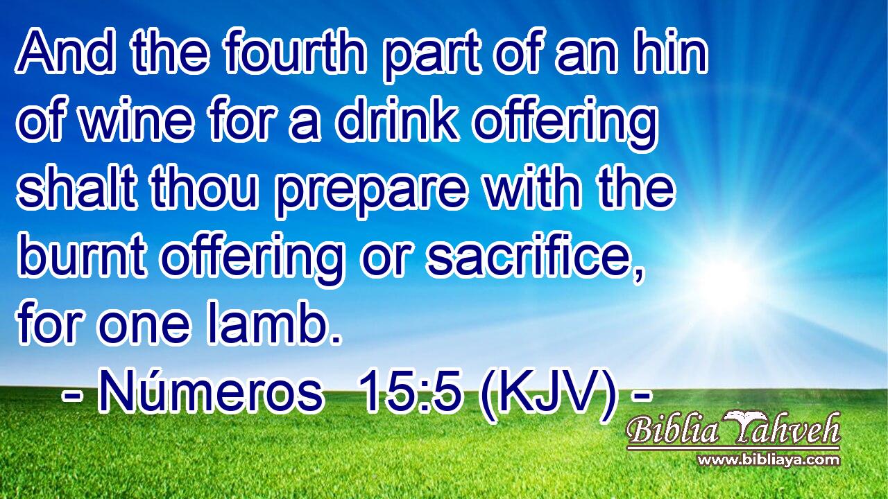 And the fourth part of an hin of wine for a drink offering shalt thou prepare with the burnt offering or sacrifice, for one lamb.