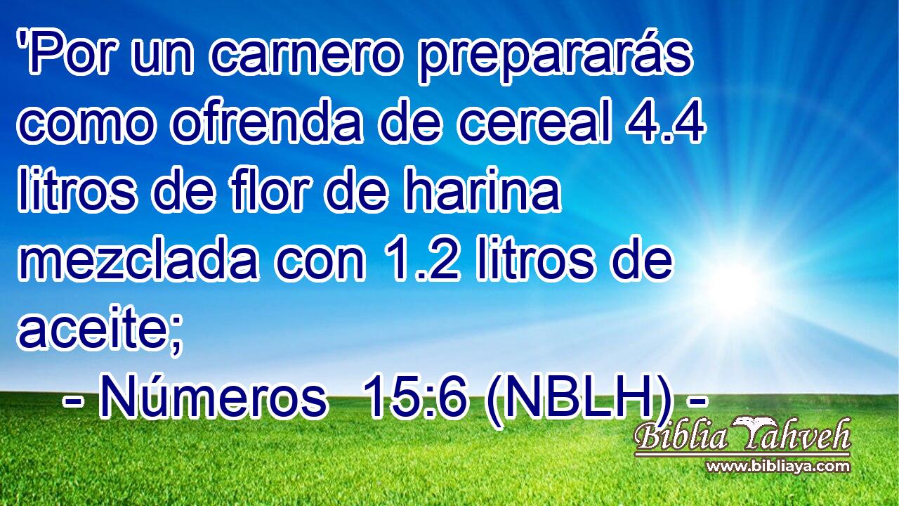  'Por un carnero prepararás como ofrenda de cereal 4.4 litros de flor de harina mezclada con 1.2 litros de aceite; 