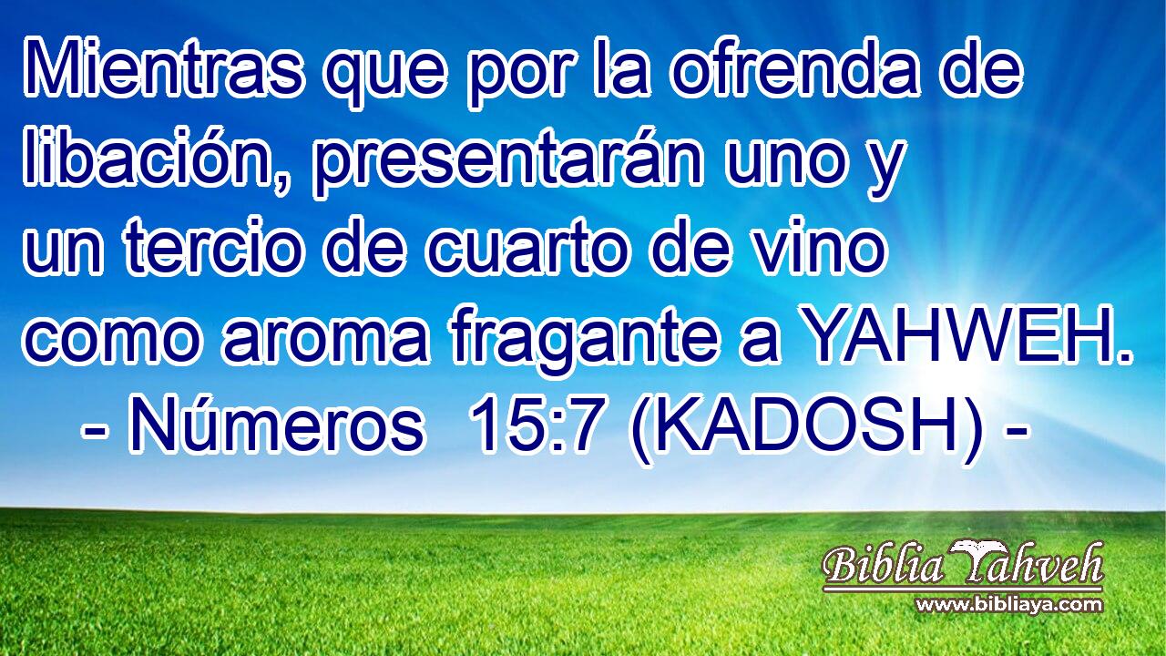  Mientras que por la ofrenda de libación, presentarán uno y un tercio de cuarto de vino como aroma fragante a YAHWEH. 
