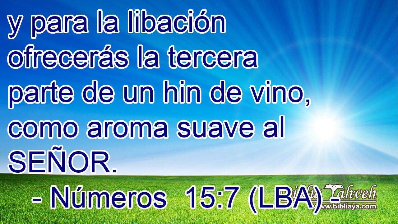 y para la libación ofrecerás la tercera parte de un hin de vino, como aroma suave al SEÑOR.