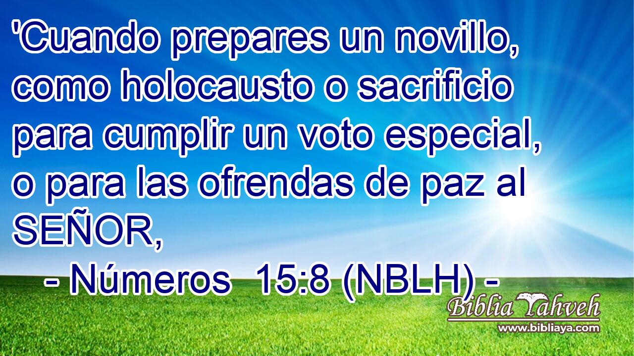  'Cuando prepares un novillo, como holocausto o sacrificio para cumplir un voto especial, o para las ofrendas de paz al SEÑOR, 