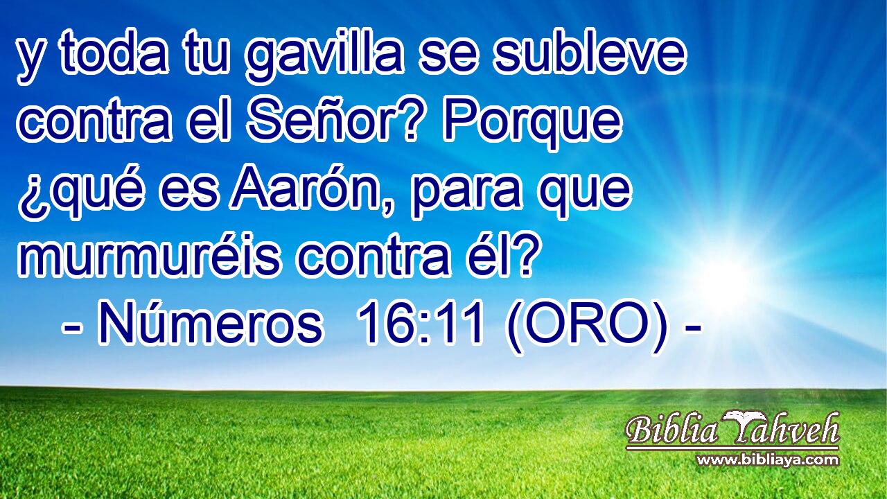  y toda tu gavilla se subleve contra el Señor? Porque ¿qué es Aarón, para que murmuréis contra él? 