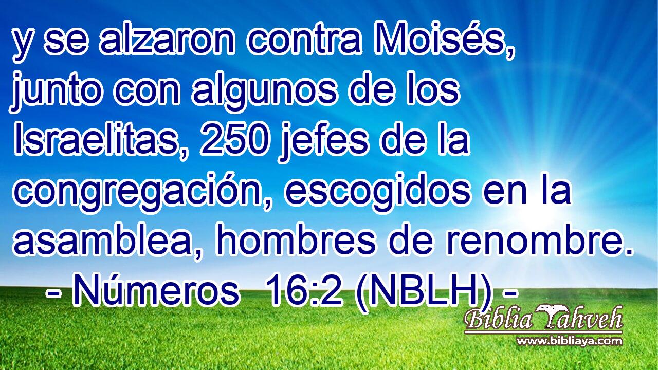  y se alzaron contra Moisés, junto con algunos de los Israelitas, 250 jefes de la congregación, escogidos en la asamblea, hombres de renombre. 
