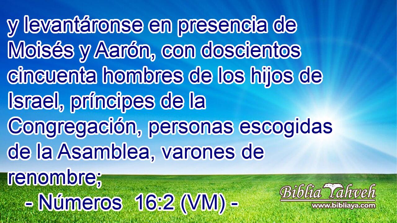  y levantáronse en presencia de Moisés y Aarón, con doscientos cincuenta hombres de los hijos de Israel, príncipes de la Congregación, personas escogidas de la Asamblea, varones de renombre; 