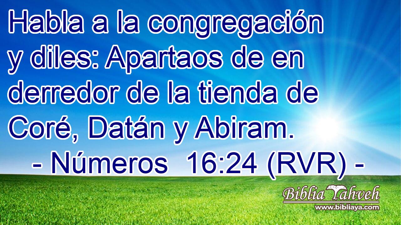 Habla a la congregación y diles: Apartaos de en derredor de la tienda de Coré, Datán y Abiram.