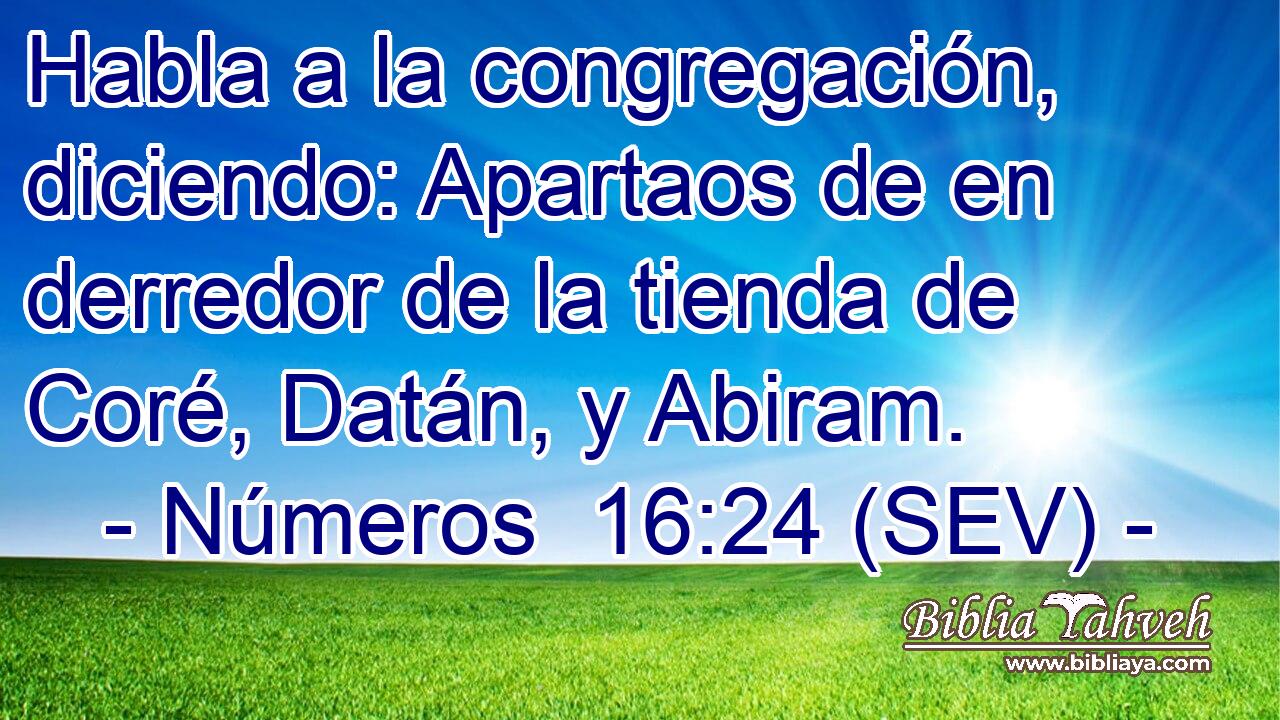 Habla a la congregación, diciendo: Apartaos de en derredor de la tienda de Coré, Datán, y Abiram.