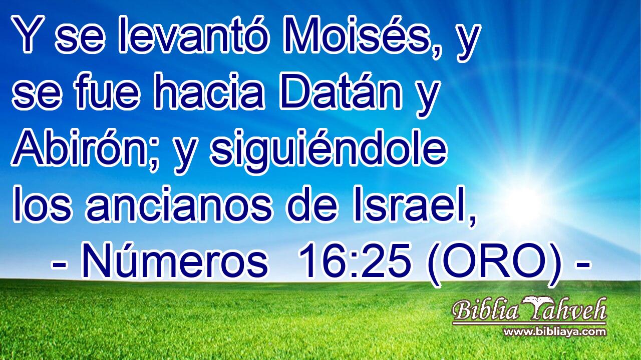  Y se levantó Moisés, y se fue hacia Datán y Abirón; y siguiéndole los ancianos de Israel, 