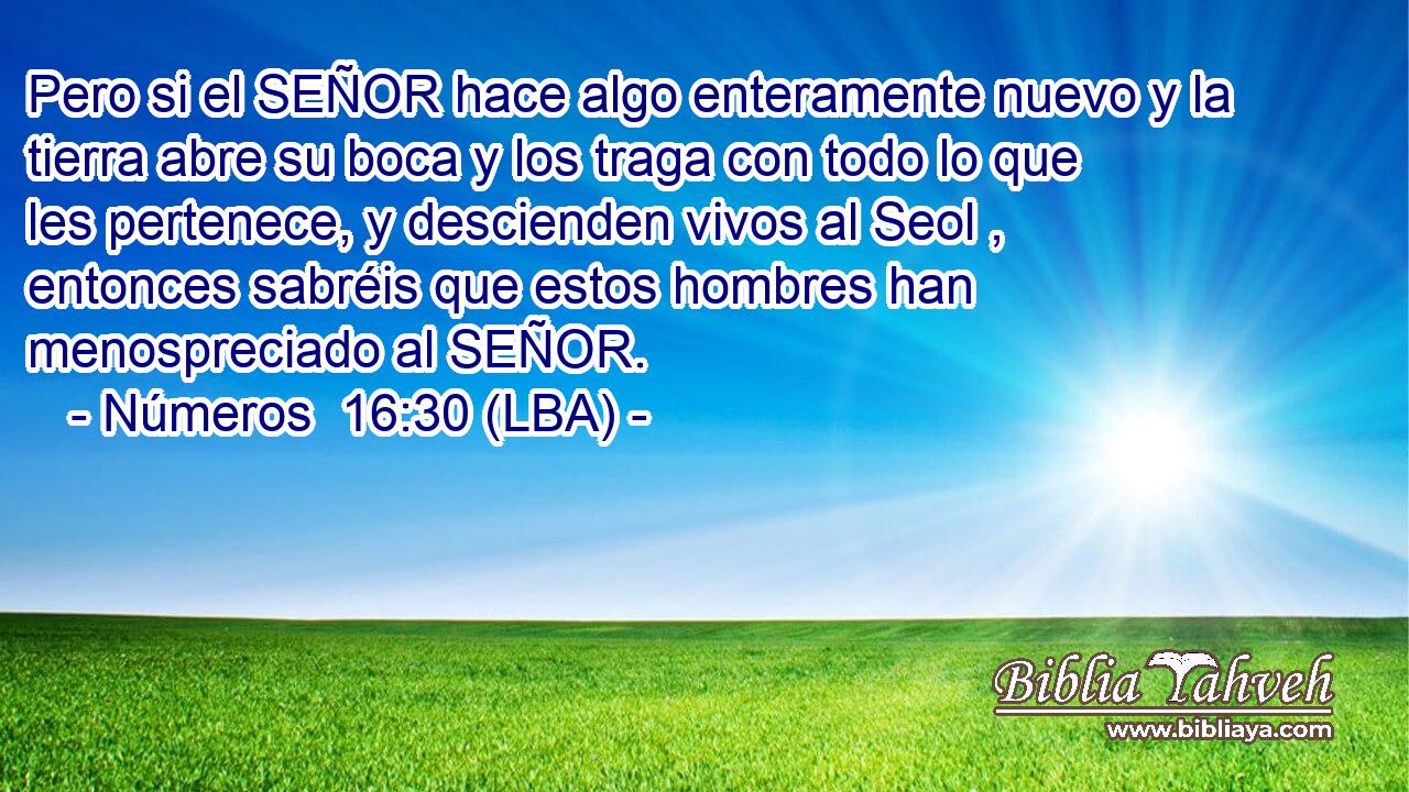 Pero si el SEÑOR hace algo enteramente nuevo y la tierra abre su boca y los traga con todo lo que les pertenece, y descienden vivos al Seol , entonces sabréis que estos hombres han menospreciado al SEÑOR.