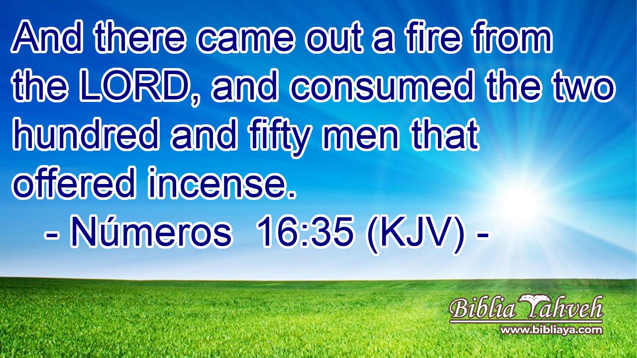 And there came out a fire from the LORD, and consumed the two hundred and fifty men that offered incense.