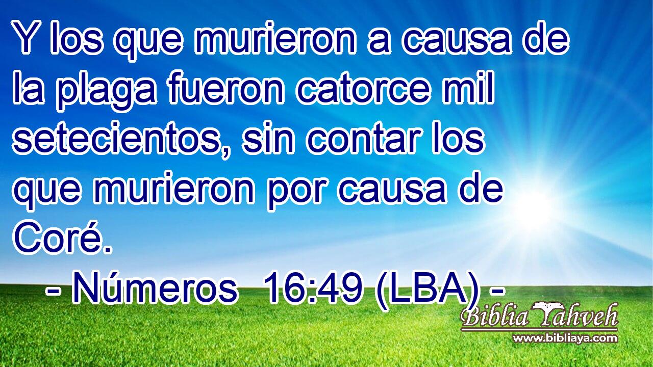 Y los que murieron a causa de la plaga fueron catorce mil setecientos, sin contar los que murieron por causa de Coré.