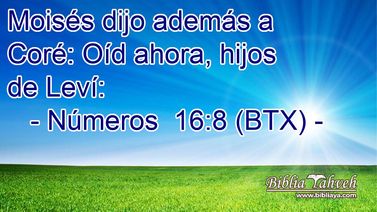 Moisés dijo además a Coré: Oíd ahora, hijos de Leví: