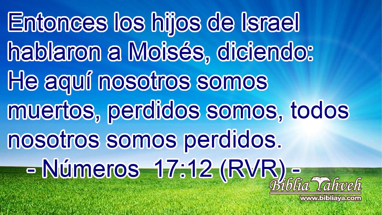 Entonces los hijos de Israel hablaron a Moisés, diciendo: He aquí nosotros somos muertos, perdidos somos, todos nosotros somos perdidos.