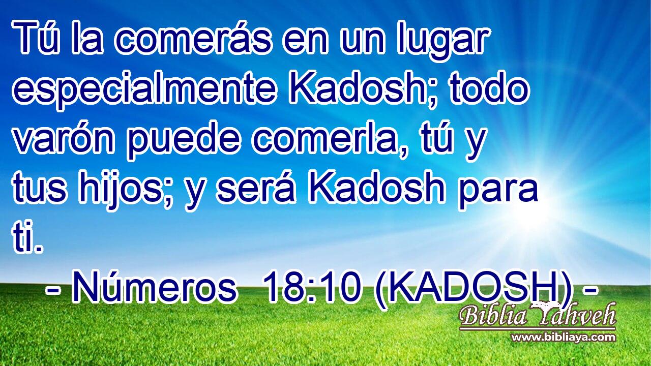  Tú la comerás en un lugar especialmente Kadosh; todo varón puede comerla, tú y tus hijos; y será Kadosh para ti. 