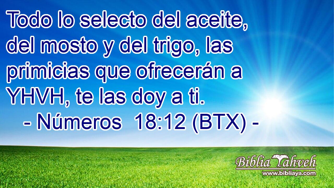 Todo lo selecto del aceite, del mosto y del trigo, las primicias que ofrecerán a YHVH, te las doy a ti.
