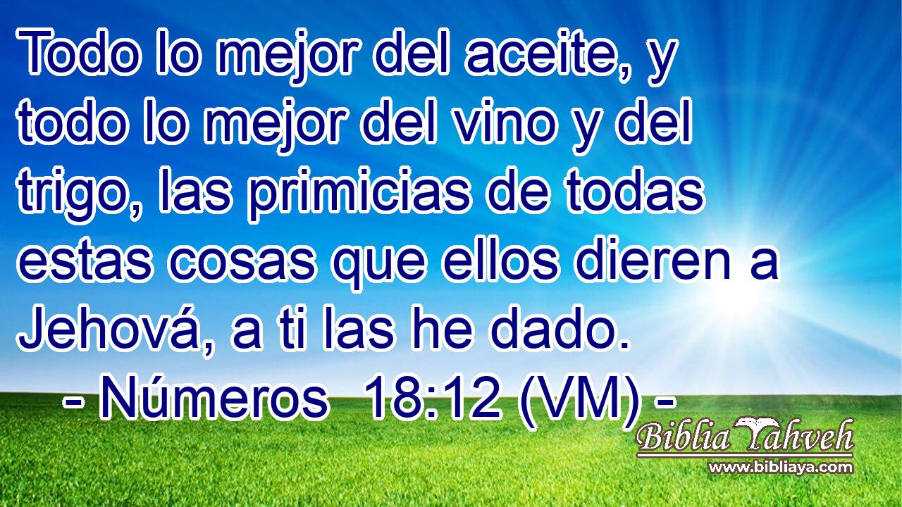  Todo lo mejor del aceite, y todo lo mejor del vino y del trigo, las primicias de todas estas cosas que ellos dieren a Jehová, a ti las he dado. 