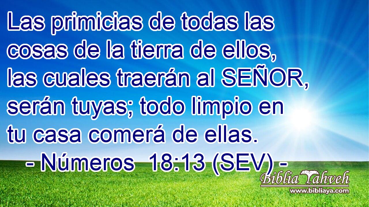 Las primicias de todas las cosas de la tierra de ellos, las cuales traerán al SEÑOR, serán tuyas; todo limpio en tu casa comerá de ellas.