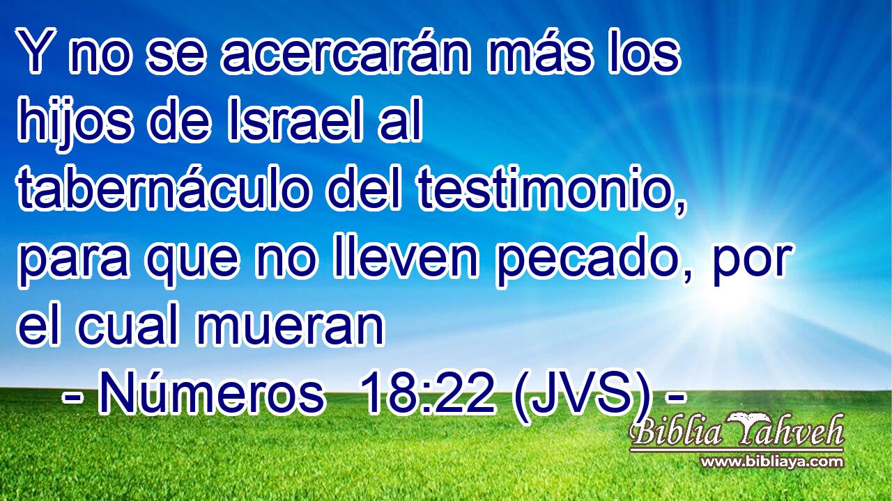 Y no se acercarán más los hijos de Israel al tabernáculo del testimonio, para que no lleven pecado, por el cual mueran