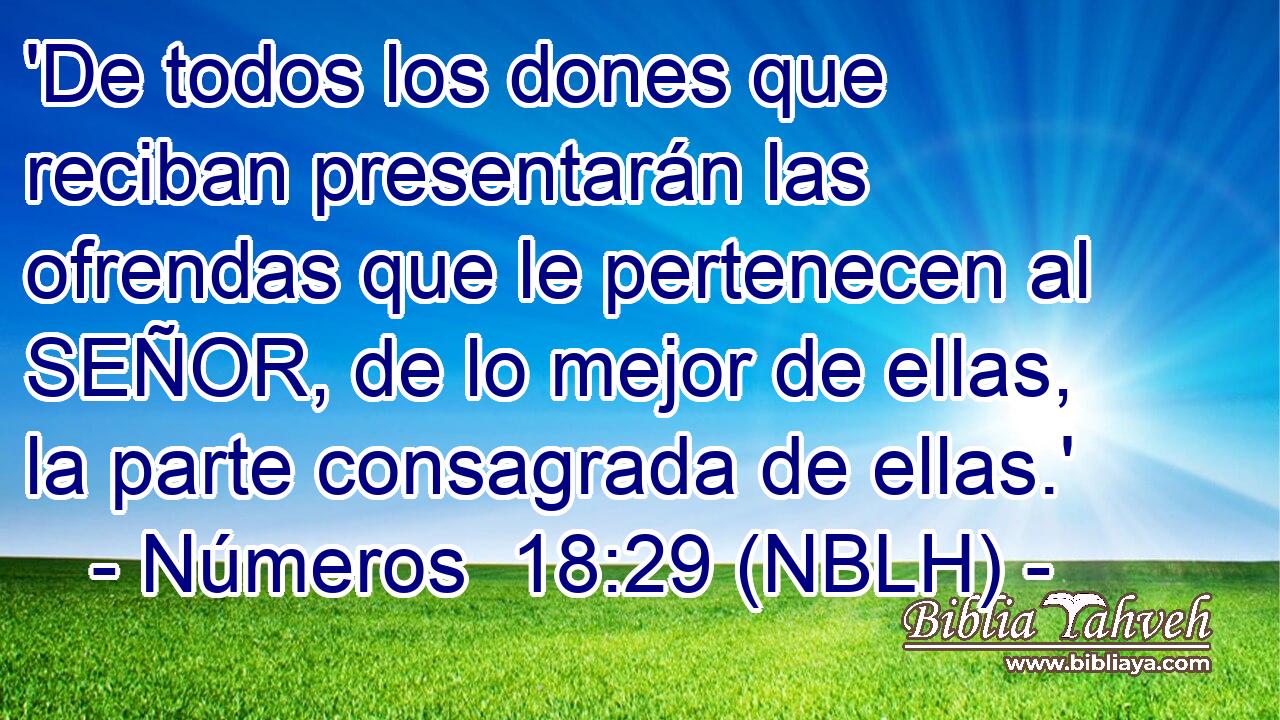  'De todos los dones que reciban presentarán las ofrendas que le pertenecen al SEÑOR, de lo mejor de ellas, la parte consagrada de ellas.' 