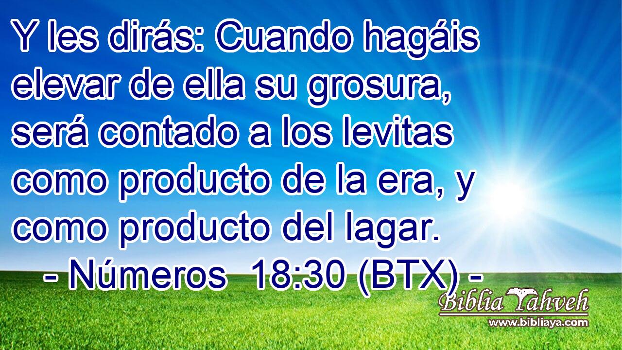 Y les dirás: Cuando hagáis elevar de ella su grosura, será contado a los levitas como producto de la era, y como producto del lagar.