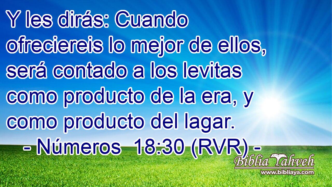 Y les dirás: Cuando ofreciereis lo mejor de ellos, será contado a los levitas como producto de la era, y como producto del lagar.