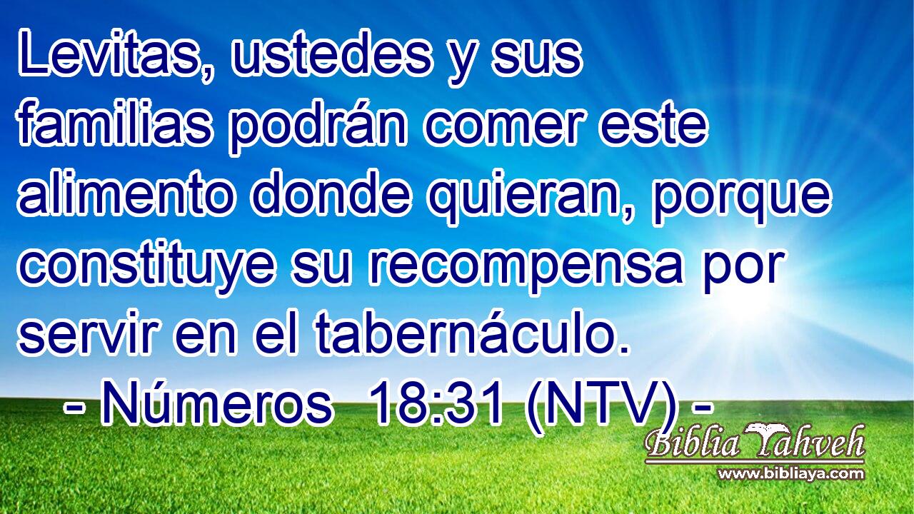 Levitas, ustedes y sus familias podrán comer este alimento donde quieran, porque constituye su recompensa por servir en el tabernáculo.