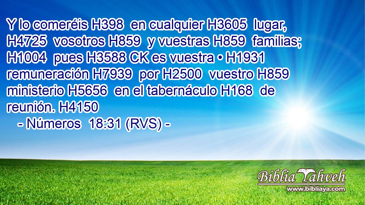 Y lo comeréis H398  en cualquier H3605  lugar, H4725  vosotros H859  y vuestras H859  familias; H1004  pues H3588 CK es vuestra • H1931  remuneración H7939  por H2500  vuestro H859  ministerio H5656  en el tabernáculo H168  de reunión. H4150  