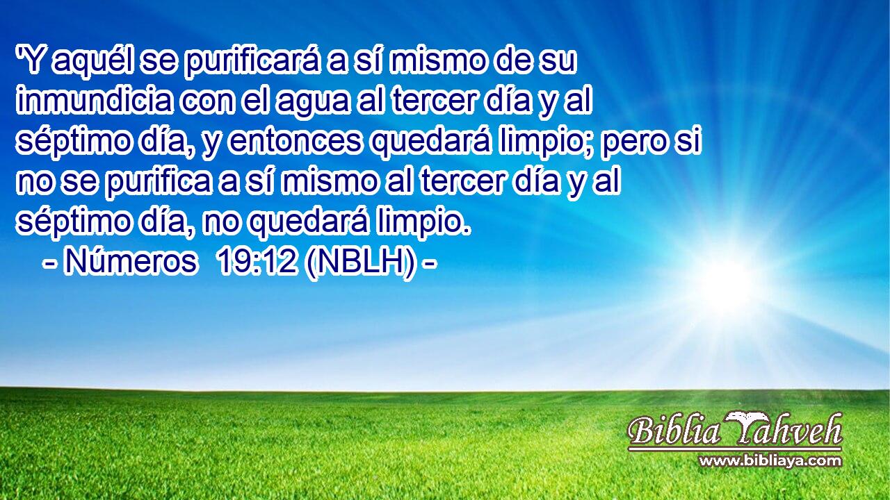  'Y aquél se purificará a sí mismo de su inmundicia con el agua al tercer día y al séptimo día, y entonces quedará limpio; pero si no se purifica a sí mismo al tercer día y al séptimo día, no quedará limpio. 