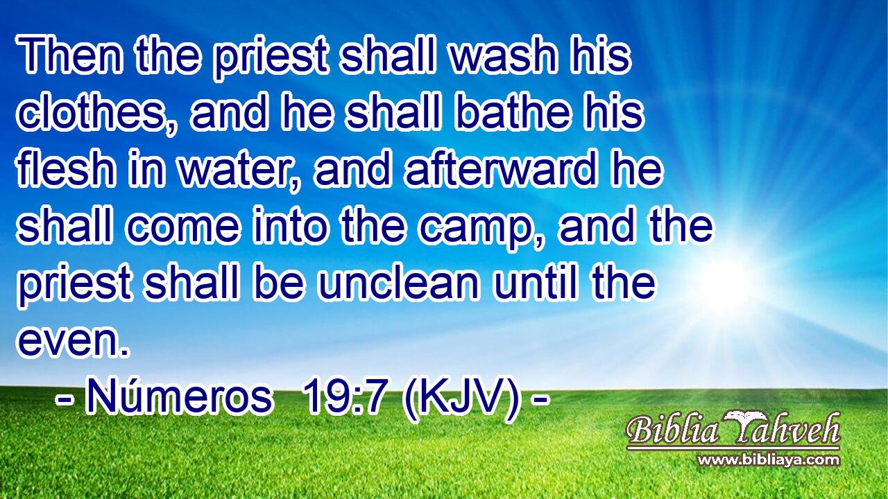 Then the priest shall wash his clothes, and he shall bathe his flesh in water, and afterward he shall come into the camp, and the priest shall be unclean until the even.
