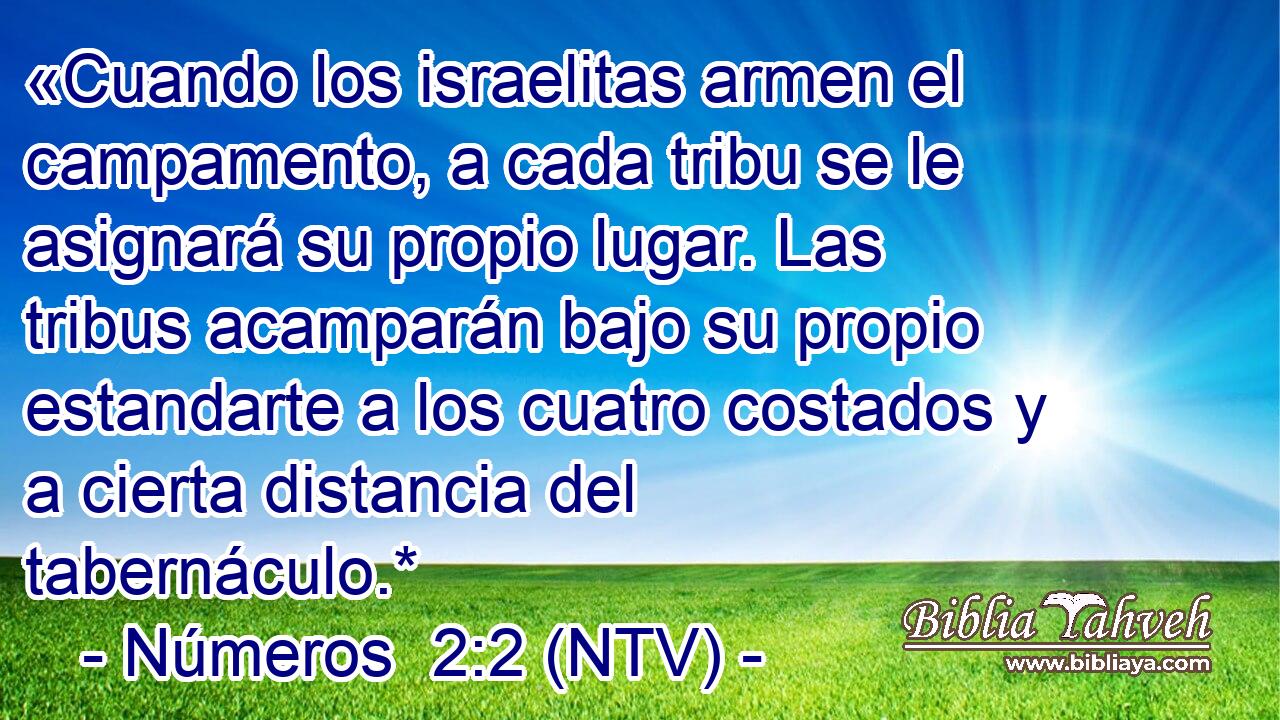 «Cuando los israelitas armen el campamento, a cada tribu se le asignará su propio lugar. Las tribus acamparán bajo su propio estandarte a los cuatro costados y a cierta distancia del tabernáculo.*