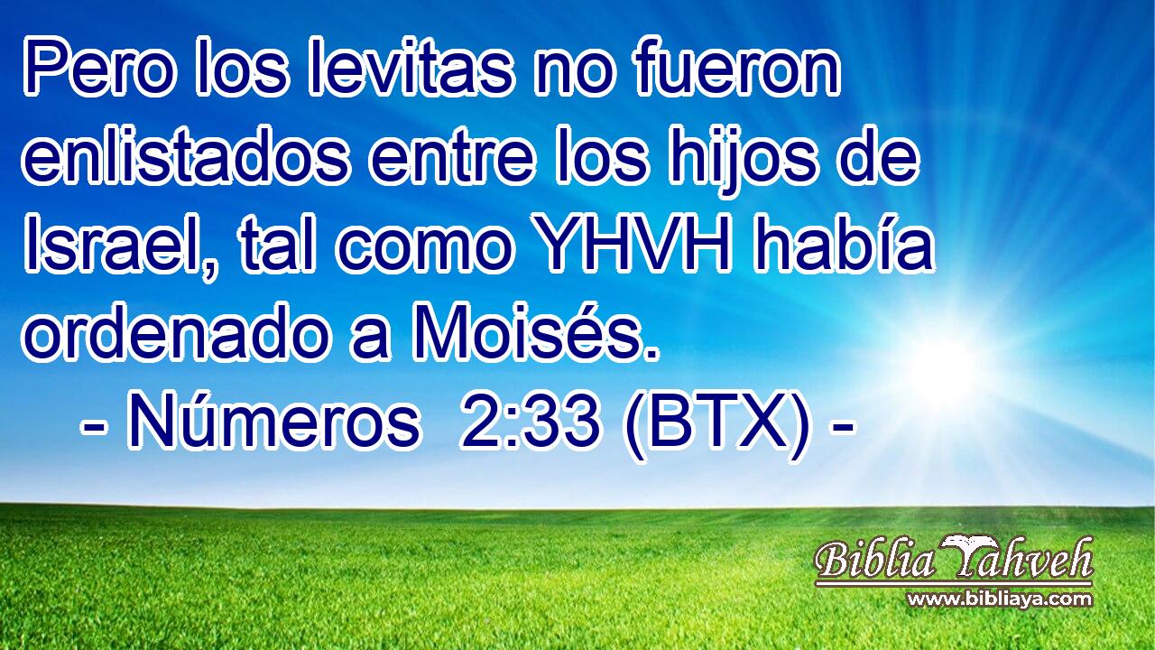 Pero los levitas no fueron enlistados entre los hijos de Israel, tal como YHVH había ordenado a Moisés.