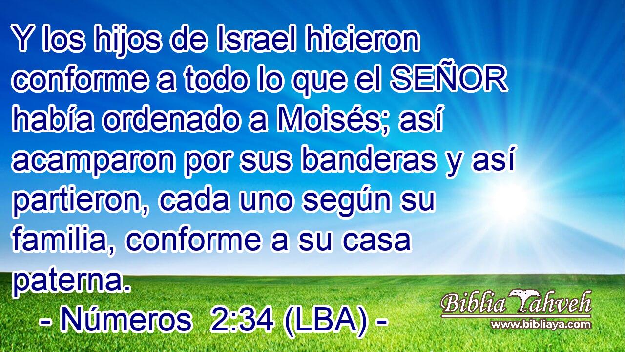 Y los hijos de Israel hicieron conforme a todo lo que el SEÑOR había ordenado a Moisés; así acamparon por sus banderas y así partieron, cada uno según su familia, conforme a su casa paterna.