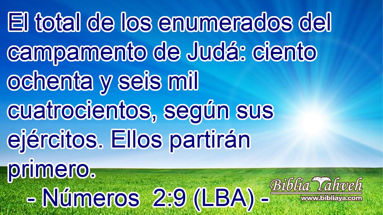 El total de los enumerados del campamento de Judá: ciento ochenta y seis mil cuatrocientos, según sus ejércitos. Ellos partirán primero.