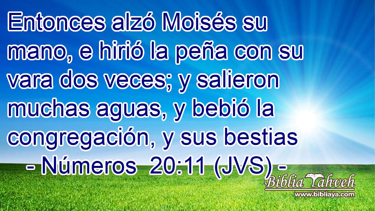 Entonces alzó Moisés su mano, e hirió la peña con su vara dos veces; y salieron muchas aguas, y bebió la congregación, y sus bestias