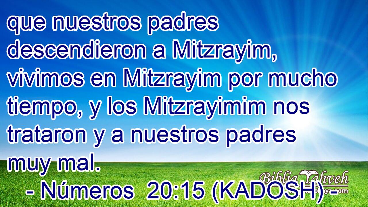  que nuestros padres descendieron a Mitzrayim, vivimos en Mitzrayim por mucho tiempo, y los Mitzrayimim nos trataron y a nuestros padres muy mal. 