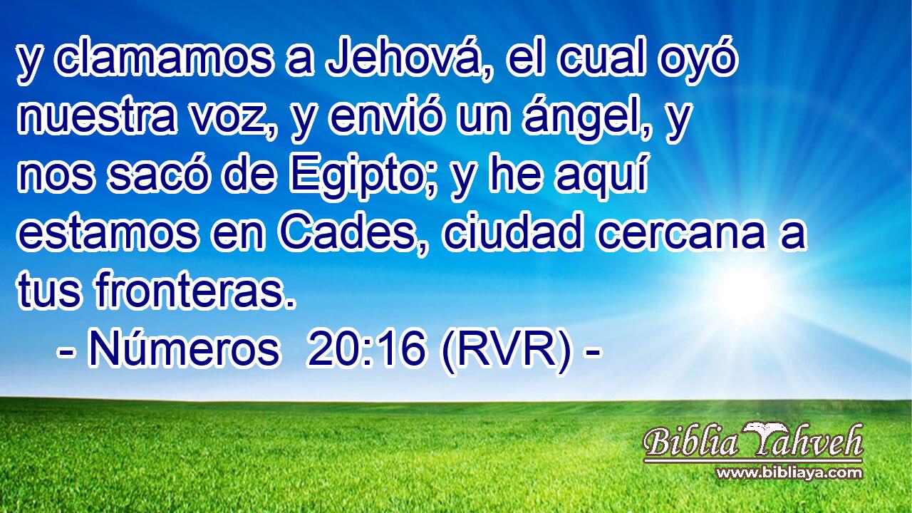 y clamamos a Jehová, el cual oyó nuestra voz, y envió un ángel, y nos sacó de Egipto; y he aquí estamos en Cades, ciudad cercana a tus fronteras.