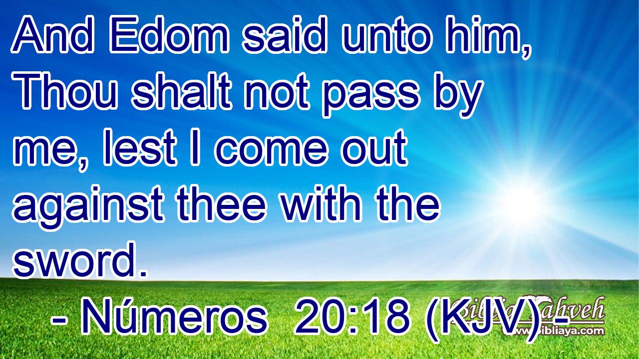And Edom said unto him, Thou shalt not pass by me, lest I come out against thee with the sword.