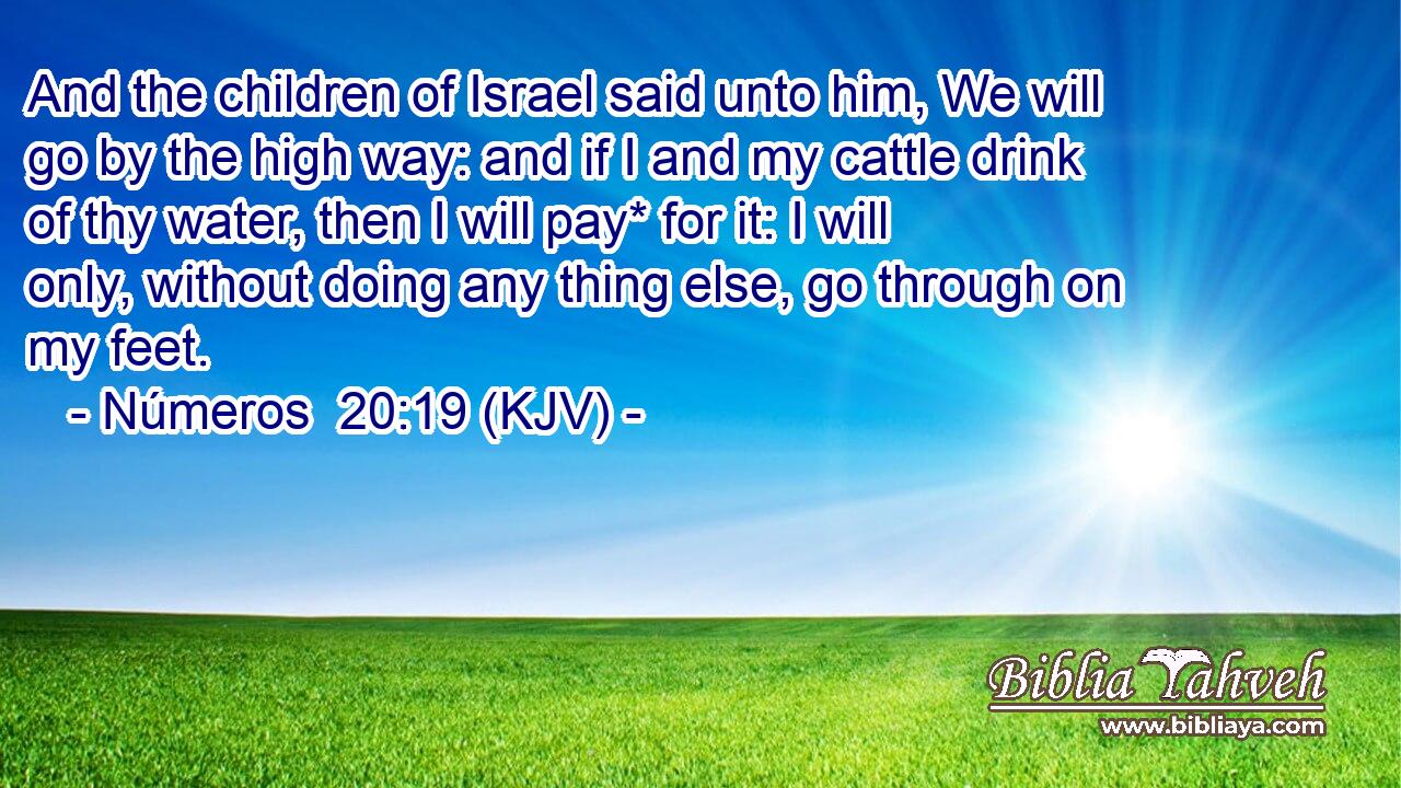 And the children of Israel said unto him, We will go by the high way: and if I and my cattle drink of thy water, then I will pay* for it: I will only, without doing any thing else, go through on my feet.