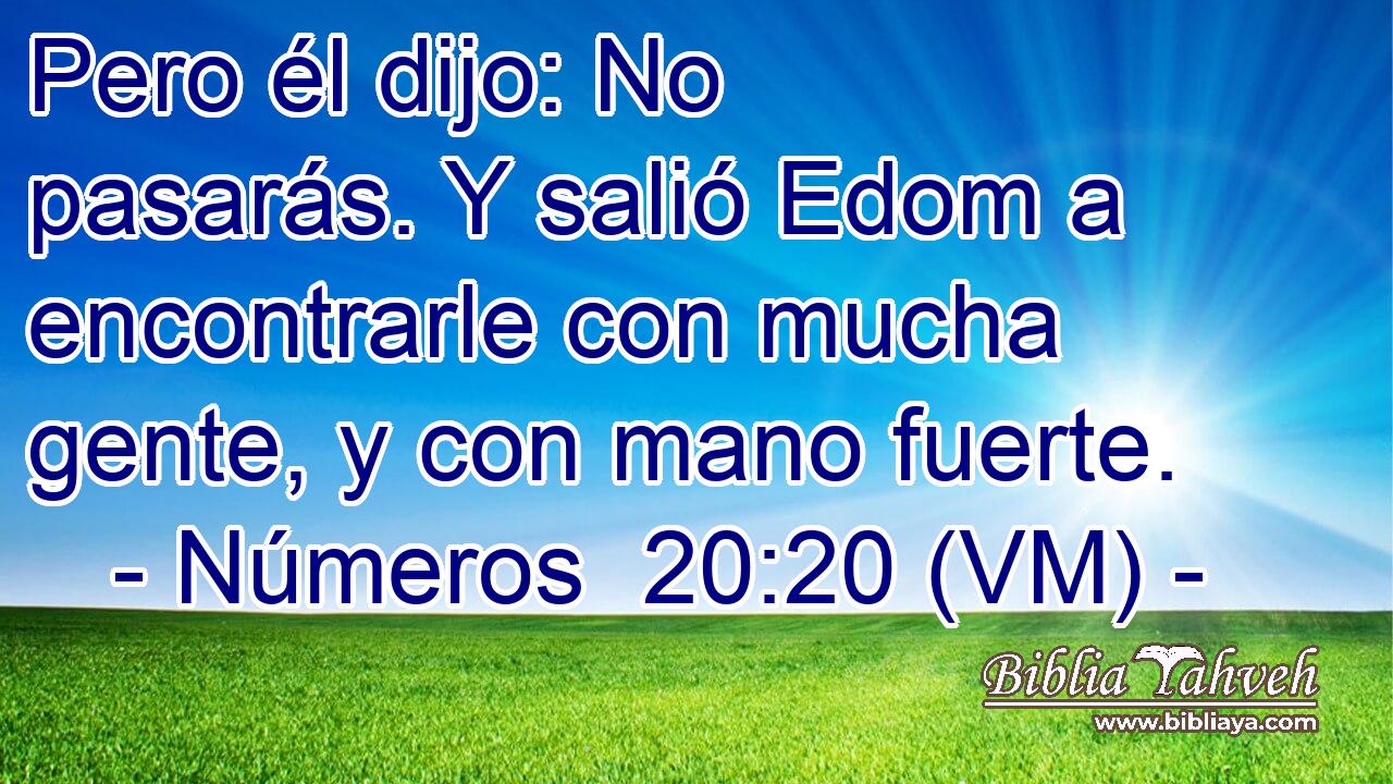  Pero él dijo: No pasarás. Y salió Edom a encontrarle con mucha gente, y con mano fuerte. 